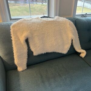 Fuzzy white love tree sweater